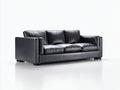 Divano lineare - Pelle sintetica - 228 x 101 x 84 cm - Grigio grafite - Stile classico contemporaneo