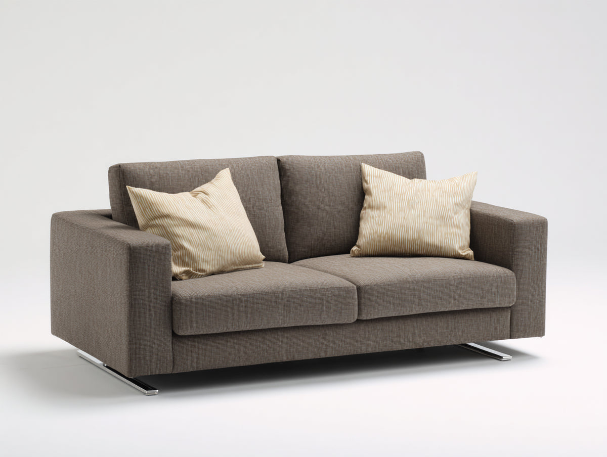 Divano lineare - Tessuto strutturato - 192 x 94 x 84 cm - Tortora - Stile contemporaneo compatto