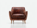 Poltrona - Pelle - 81 x 79 x 83 cm - Marrone testa di moro-Rovere - Stile rétro essenziale