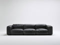 Divano lineare - Pelle sintetica - 238 x 104 x 75 cm - Nero carbone - Stile moderno rilassato