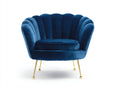 Poltrona - Velluto - 86 x 78 x 80 cm - Blu petrolio-Oro - Stile contemporaneo a conchiglia