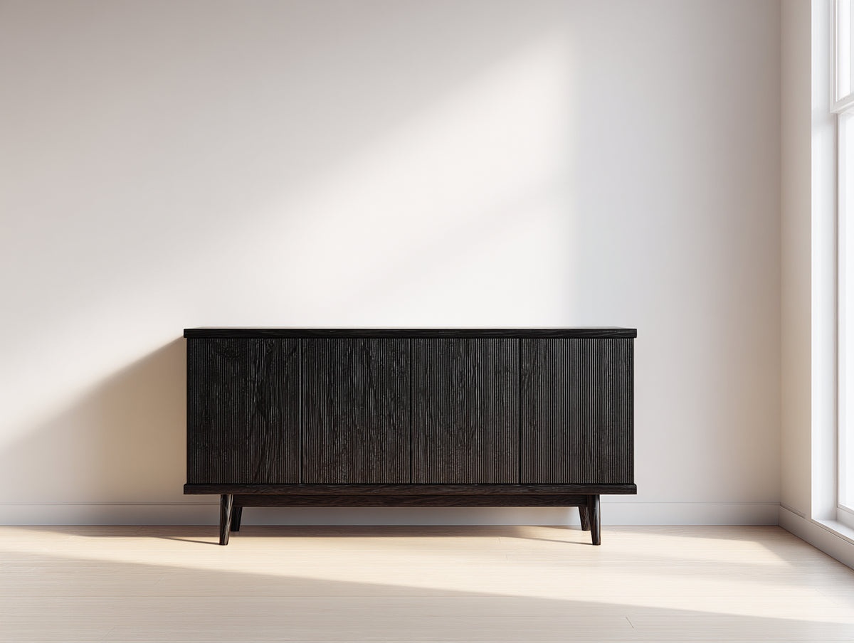 Mobile ingresso - Legno ingegnerizzato - 175 x 43 x 78 cm - Nero - Stile contemporaneo materico