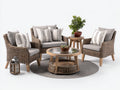 Divani da esterno - Rattan sintetico-Legno-Tessuto-Vetro - 158 x 84 x 86 cm - Marrone naturale-Grigio chiaro - Stile rustico contemporaneo