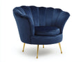 Poltrona - Velluto - 83 x 77 x 78 cm - Blu notte-Oro - Stile glamour con schienale avvolgente