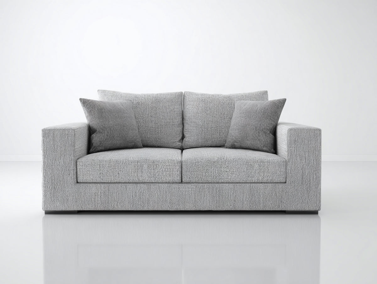 Divano lineare - Tessuto strutturato - 198 x 94 x 86 cm - Grigio chiaro - Stile contemporaneo essenziale