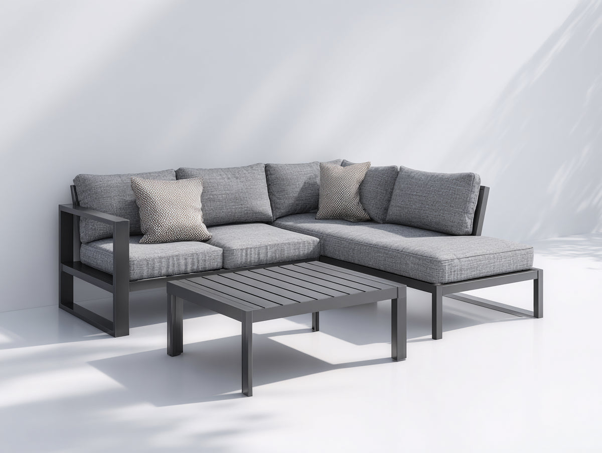 Divani da esterno - Alluminio-Tessuto - 258 x 186 x 78 cm - Grigio antracite-Grigio chiaro - Stile moderno