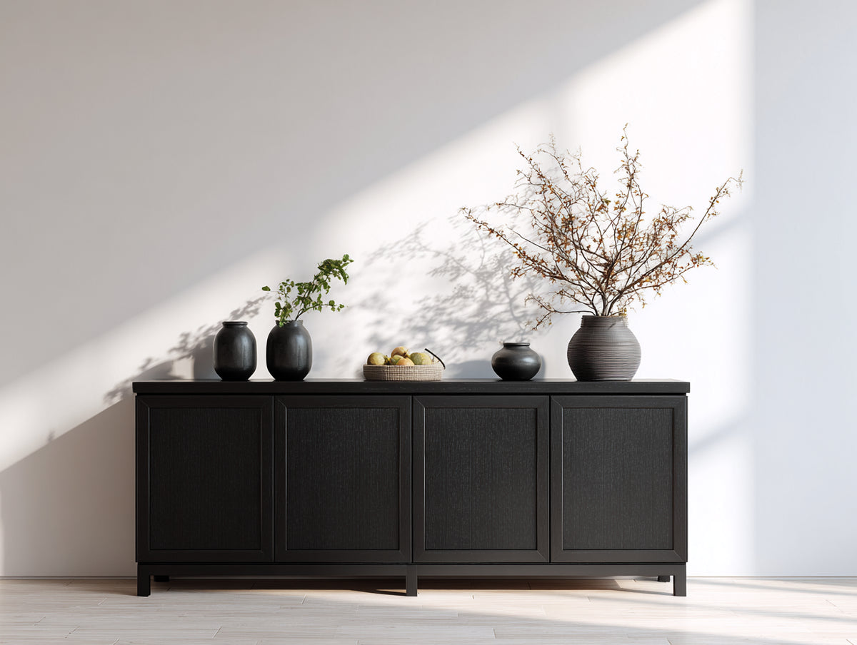 Mobile ingresso - Legno ingegnerizzato - 190 x 45 x 82 cm - Nero - Stile classico contemporaneo