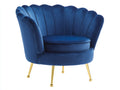 Poltrona - Velluto - 88 x 80 x 79 cm - Blu reale-Oro - Stile Art Déco a conchiglia