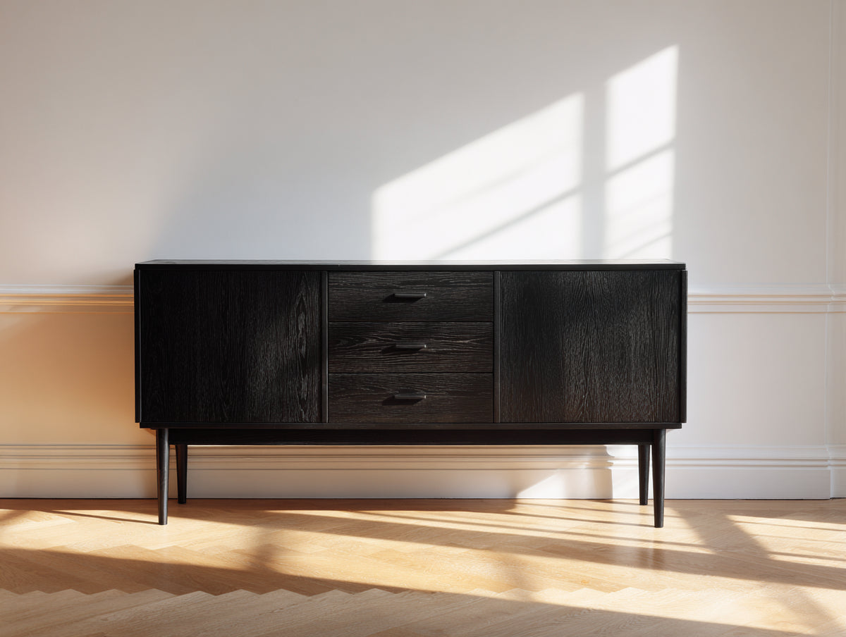 Mobile ingresso - Legno ingegnerizzato - 176 x 45 x 77 cm - Nero - Stile contemporaneo lineare