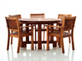Set da pranzo da esterno - Legno - 130 x 130 x 75 cm - Marrone noce - Stile classico