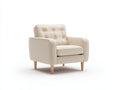 Poltrona - Tessuto - 88 x 82 x 84 cm - Crema-Rovere chiaro - Stile nordico capitonné