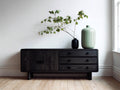 Mobile ingresso - Legno ingegnerizzato - 166 x 44 x 76 cm - Nero venato - Stile moderno naturale