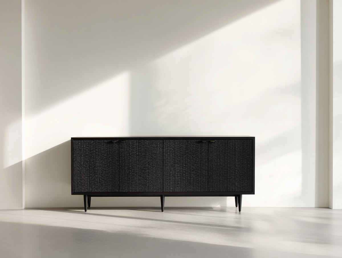 Mobile ingresso - Legno ingegnerizzato - 168 x 40 x 70 cm - Nero - Stile minimalista testurizzato