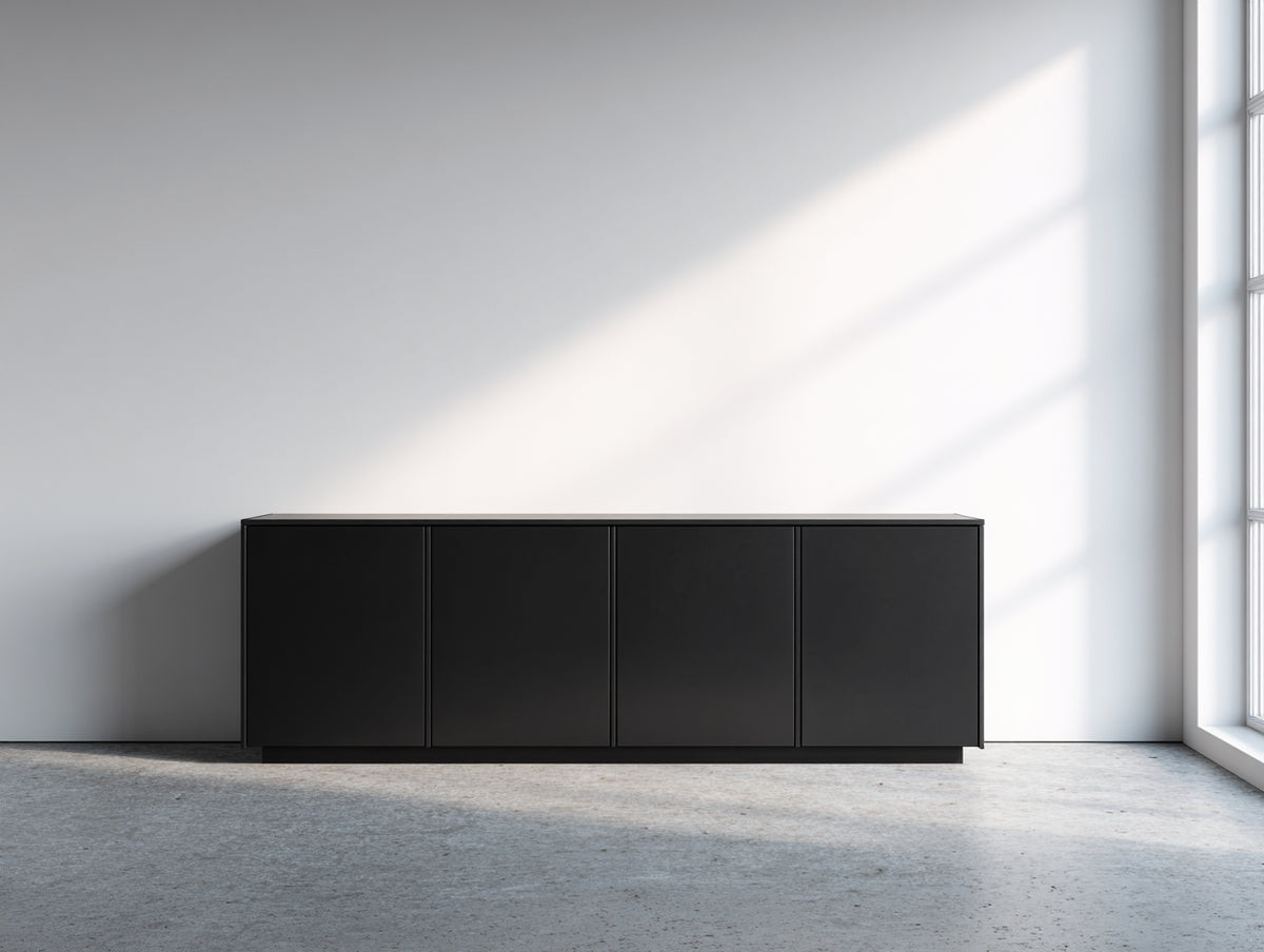Mobile ingresso - Legno ingegnerizzato - 180 x 42 x 76 cm - Nero - Stile moderno minimalista