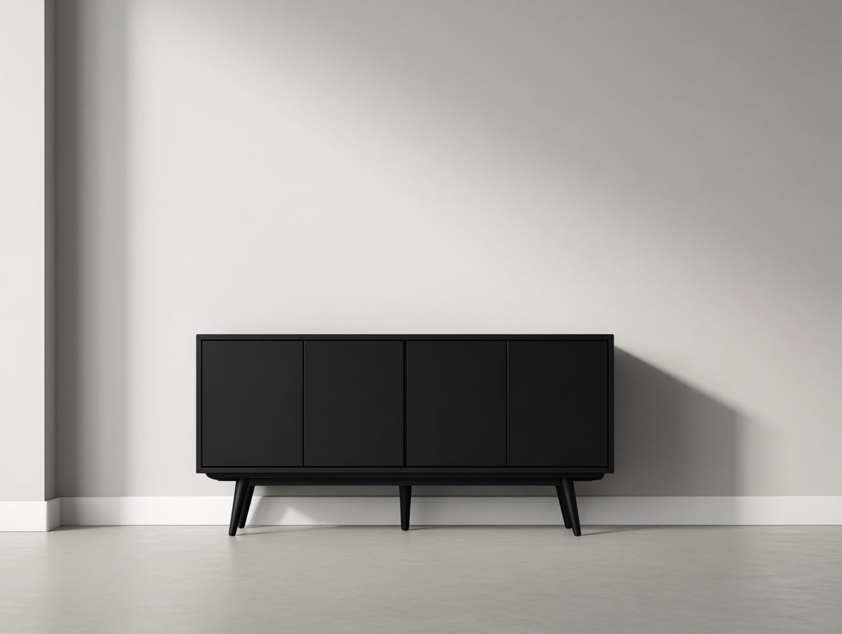 Mobile ingresso - Legno ingegnerizzato - 158 x 41 x 70 cm - Nero - Stile moderno minimalista