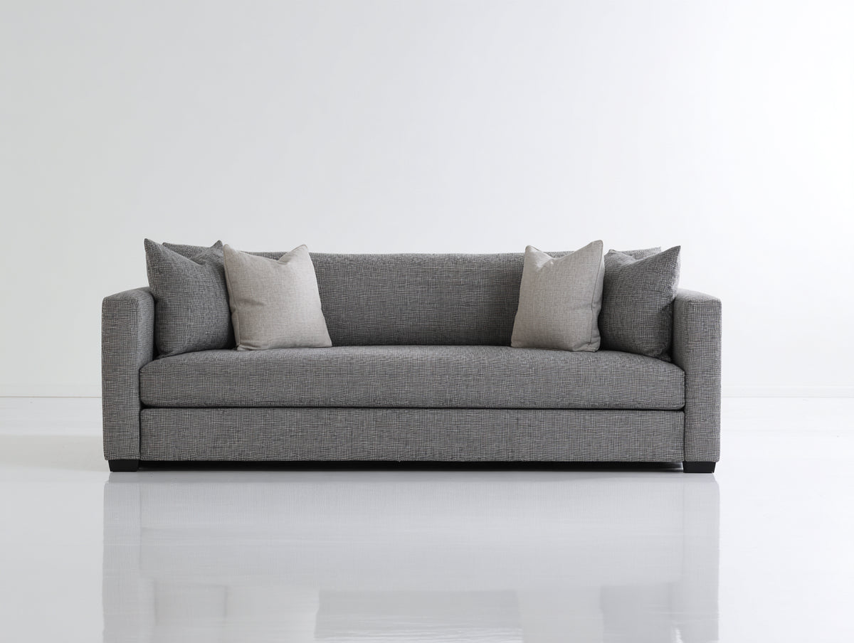 Divano lineare - Tessuto mélange - 216 x 97 x 80 cm - Grigio medio - Stile contemporaneo lineare