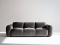 Divano lineare - Velluto - 219 x 98 x 82 cm - Grigio antracite - Stile moderno a volumi morbidi