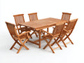 Set da pranzo da esterno - Legno - 180 x 100 x 75 cm - Marrone teak - Stile naturale con sedie pieghevoli