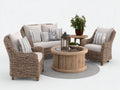 Divani da esterno - Rattan sintetico-Legno-Tessuto-Vetro - 176 x 90 x 88 cm - Marrone naturale-Beige - Stile rustico contemporaneo