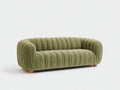 Divano lineare - Velluto a coste - 210 x 96 x 78 cm - Verde oliva - Stile contemporaneo arrotondato